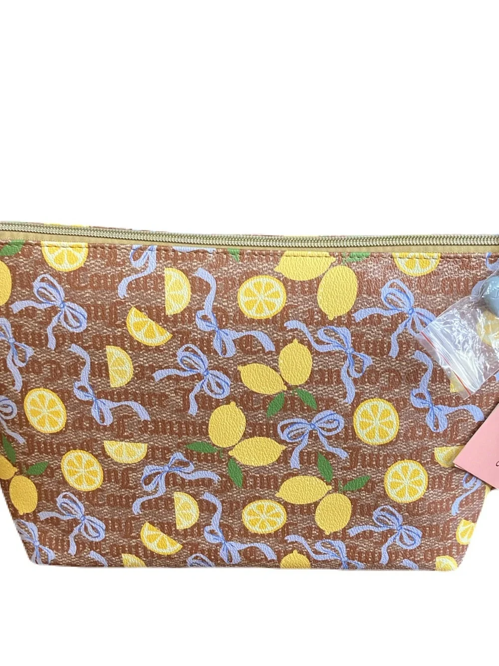 Juicy Couture Fruitful Lemon Cosmetic Pouch NWT | Large Lemon Print Makeup Bag